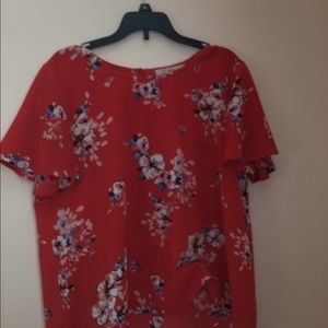 red orange flower shirt